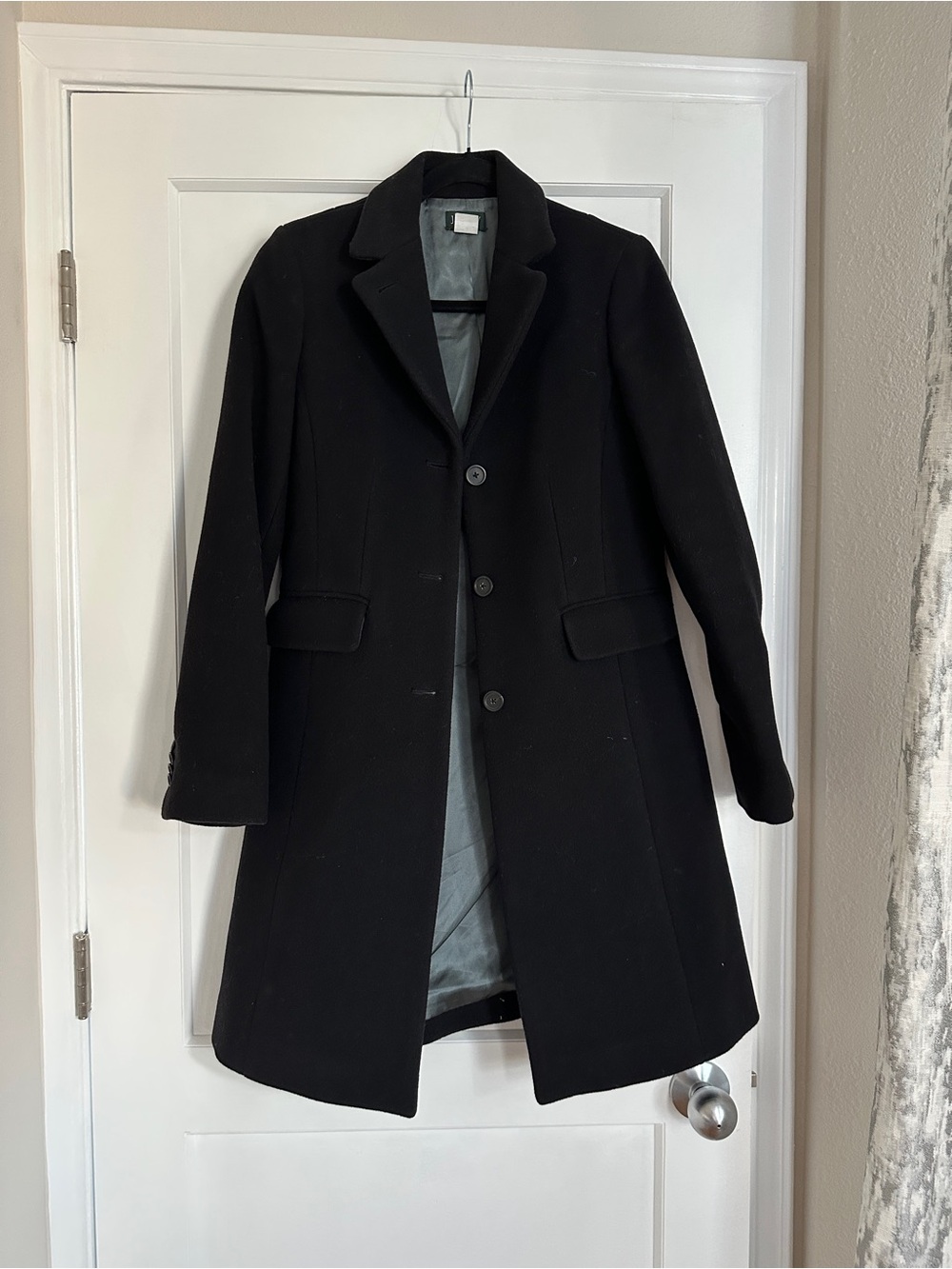 J.Crew Wool Cashmere Black Coat XS